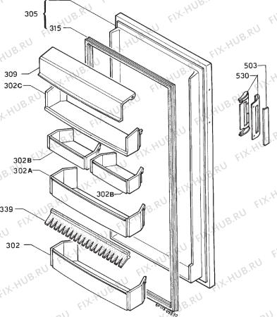 Взрыв-схема холодильника Electrolux RF842G - Схема узла Door 003