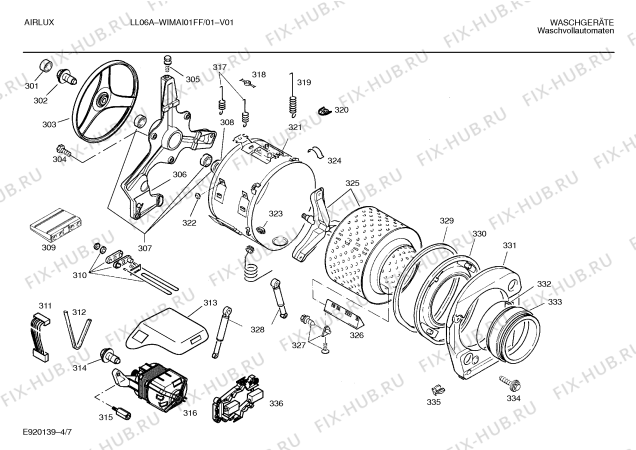 Схема №8 WIMAI01FF airlux LL06A с изображением Ручка для стиралки Bosch 00095092