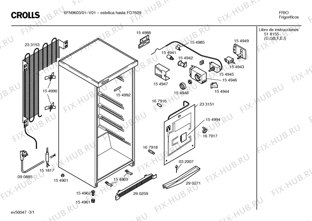 Схема №3 F6170 с изображением Монтажный набор для холодильной камеры Bosch 00155001