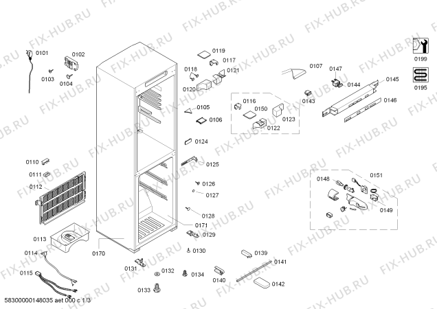 Схема №3 KK21V1190W с изображением Крышка для холодильной камеры Siemens 00623156