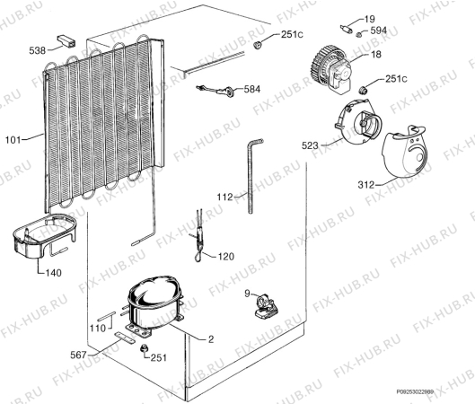Взрыв-схема холодильника Zanussi ZD31/11L6 - Схема узла Cooling system 017
