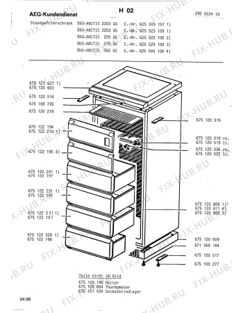 Взрыв-схема холодильника Aeg ARC275GS - Схема узла Housing 001