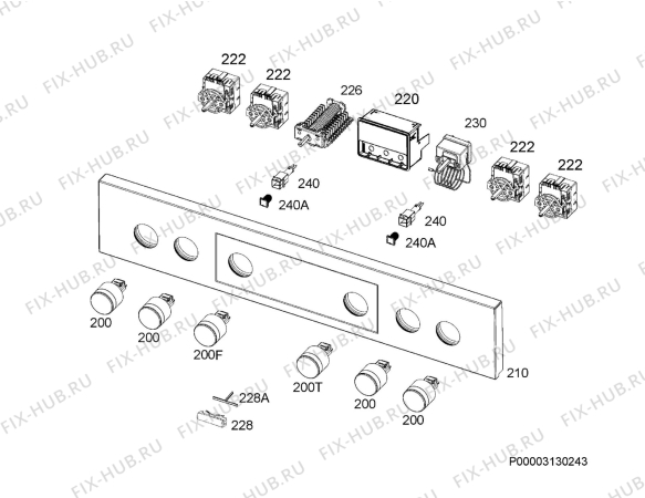 Взрыв-схема плиты (духовки) Aeg EEB331010M - Схема узла Command panel 037