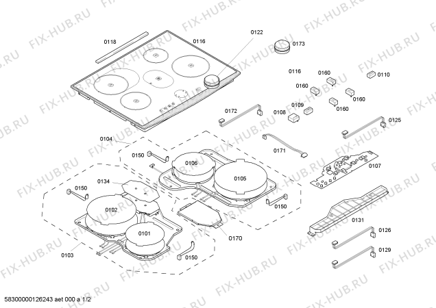 Схема №2 T4583N2 induc.neff.80.tc_twist.inox.4i(b+wp) с изображением Стеклокерамика для плиты (духовки) Bosch 00479602