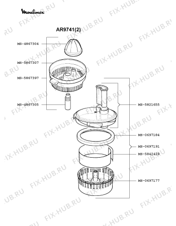 Взрыв-схема кухонного комбайна Moulinex AR9741(2) - Схема узла 8P000591.2P2