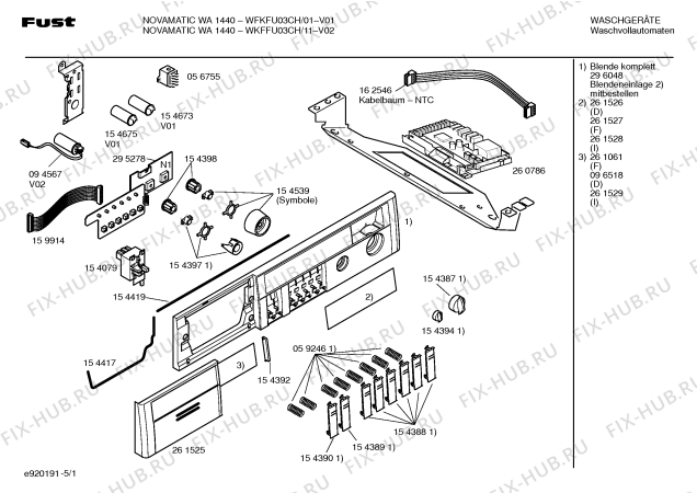 Схема №5 WFKFU03CH NOVAMATIC WA1440 с изображением Ручка для стиральной машины Bosch 00261525