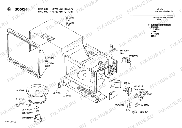 Схема №4 0750491121 HMG660 с изображением Реле для свч печи Bosch 00028206