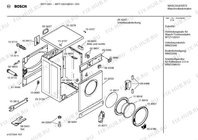 Взрыв-схема стиральной машины Bosch WFF1201GB, WFF1201 - Схема узла 02