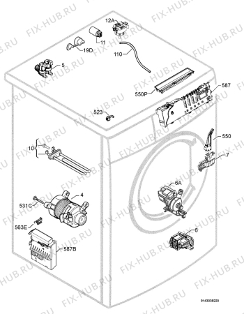 Взрыв-схема стиральной машины Zanussi Electrolux ZWF16581S - Схема узла Electrical equipment 268