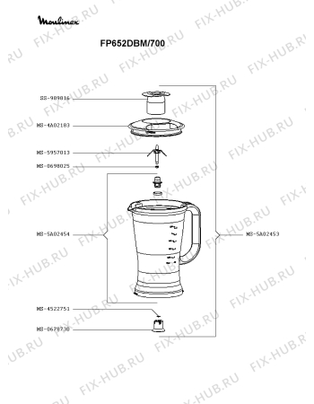 Взрыв-схема кухонного комбайна Moulinex FP652DBM/700 - Схема узла CP003464.4P3
