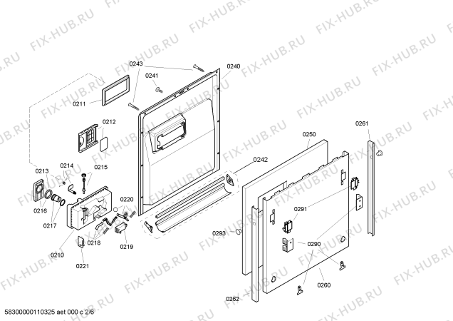 Взрыв-схема посудомоечной машины Bosch SGV55M03AU - Схема узла 02