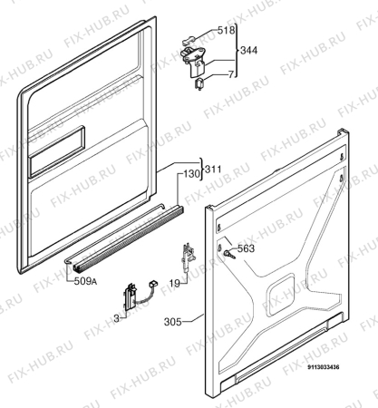 Взрыв-схема посудомоечной машины Aeg Electrolux F88090VIL - Схема узла Door 003