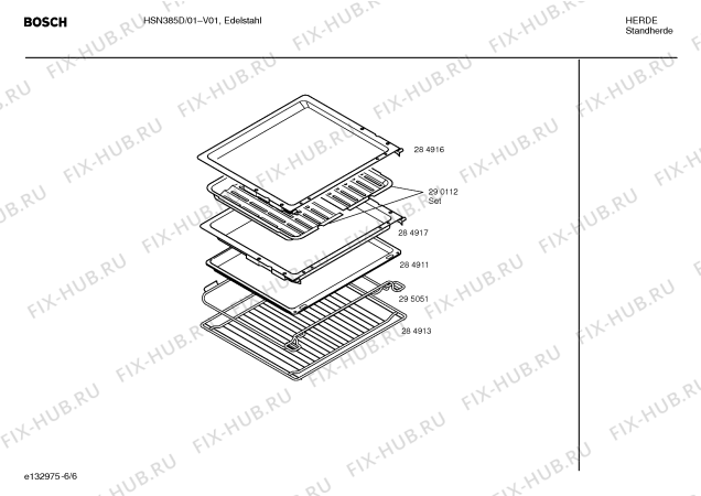 Схема №6 HSN385D с изображением Инструкция по эксплуатации для плиты (духовки) Bosch 00523507