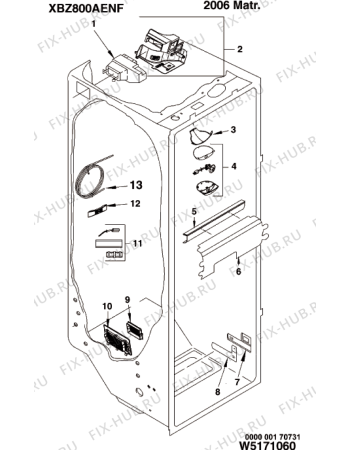 Схема №10 XBZ800AENFHA (F060904) с изображением Полка для холодильной камеры Indesit C00282785