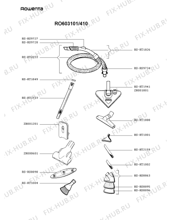 Схема №2 RO602101/410 с изображением Блок управления для мини-пылесоса Rowenta RS-RT2143