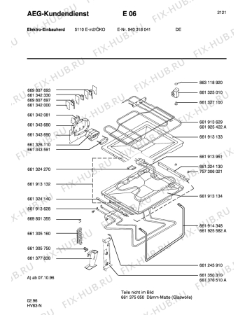 Взрыв-схема плиты (духовки) Aeg 5110E-M - Схема узла Section3