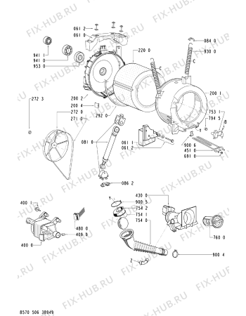 Схема №1 AWM 161 с изображением Рукоятка для стиралки Whirlpool 481249878628