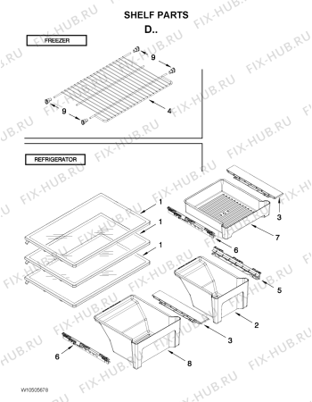 Схема №6 5VA9RXGFYW с изображением Сенсорная панель для холодильной камеры Whirlpool 482000013638