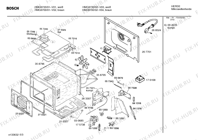 Схема №5 HMG9700 с изображением Корпус для микроволновой печи Bosch 00236318