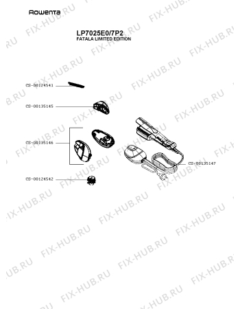 Схема №1 LP7025E0/7P2 с изображением Часть корпуса для фена Rowenta CS-00135146