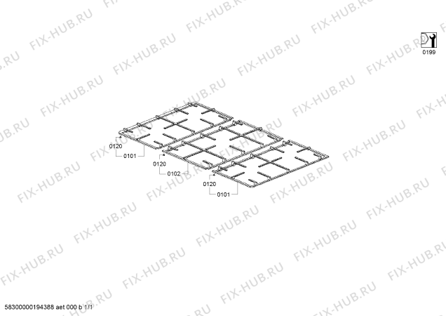 Схема №1 HSB734355Z с изображением Решетка для плиты (духовки) Bosch 00747201