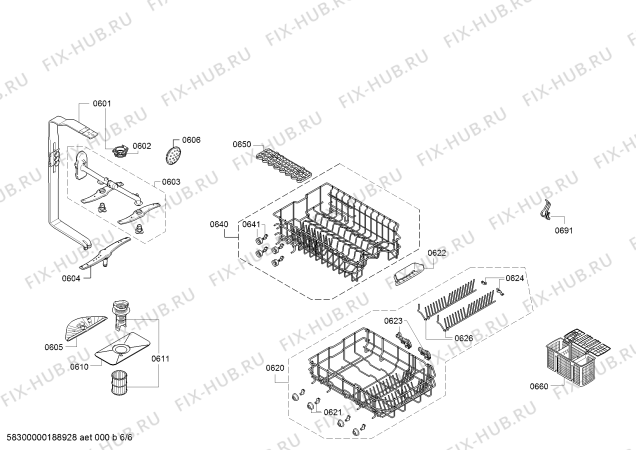 Схема №6 SPS40E02RU с изображением Силовой модуль запрограммированный для посудомоечной машины Bosch 12007530