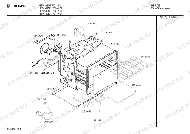 Схема №5 HSV142BEU с изображением Инструкция по эксплуатации для духового шкафа Bosch 00522238