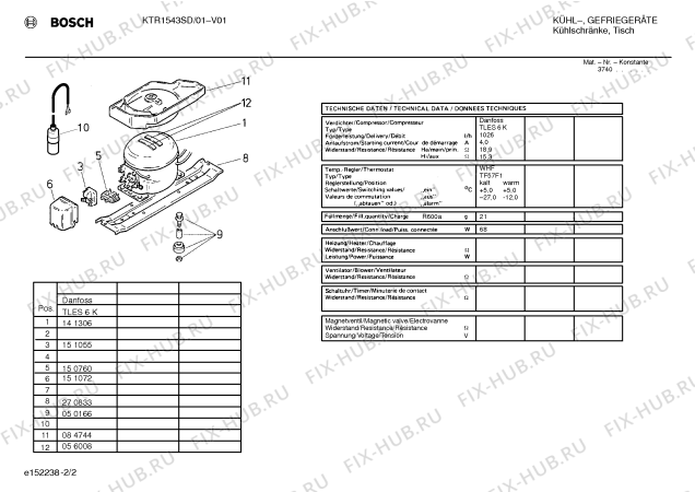 Взрыв-схема холодильника Bosch KTR1543SD - Схема узла 02