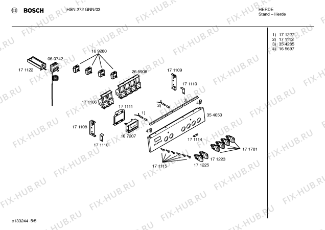 Схема №5 HSN272GNN с изображением Инструкция по эксплуатации для плиты (духовки) Bosch 00524158