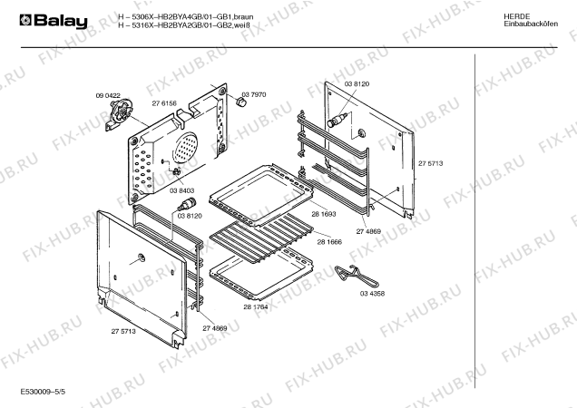 Взрыв-схема плиты (духовки) Balay HB2BYA4GB h5306x - Схема узла 05