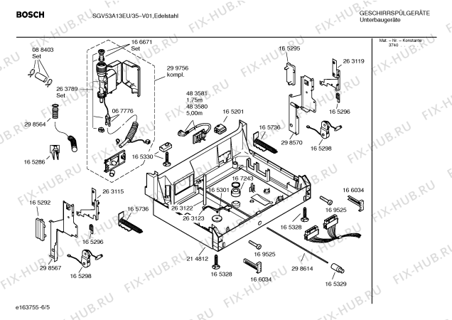 Взрыв-схема посудомоечной машины Bosch SGV53A13EU - Схема узла 05