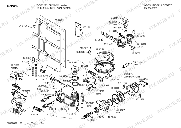Схема №6 SGS09T02EU Logixx 3in1 с изображением Инструкция по эксплуатации для посудомойки Bosch 00590876