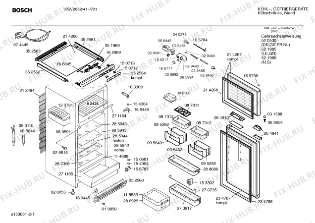 Схема №2 KS31V02 с изображением Диод для холодильника Bosch 00166784