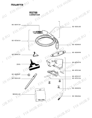 Взрыв-схема пылесоса Rowenta RS788 - Схема узла RS788FRC.AR2