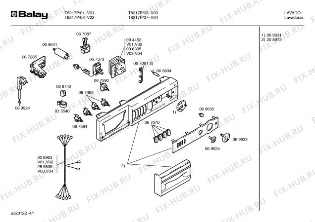 Схема №4 T8217P с изображением Переключатель для стиралки Bosch 00067590