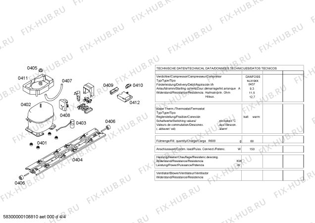 Взрыв-схема холодильника Siemens KG44UM90 - Схема узла 04