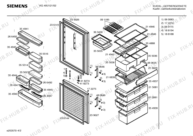 Взрыв-схема холодильника Siemens KG40U121 - Схема узла 02