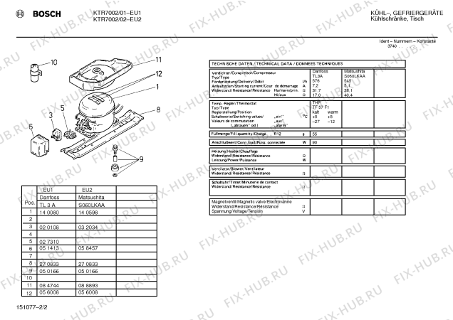 Взрыв-схема холодильника Bosch KTR7002 - Схема узла 02