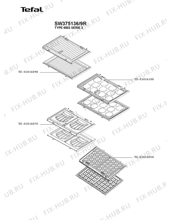 Взрыв-схема вафельницы (бутербродницы) Tefal SW375136/9R - Схема узла 7P004039.9P2