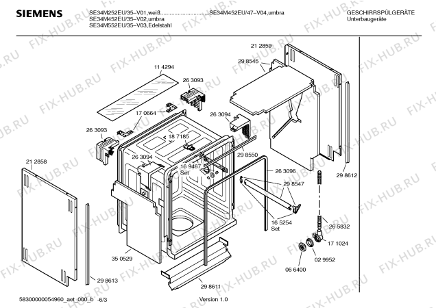 Взрыв-схема посудомоечной машины Siemens SE34M552EU - Схема узла 03