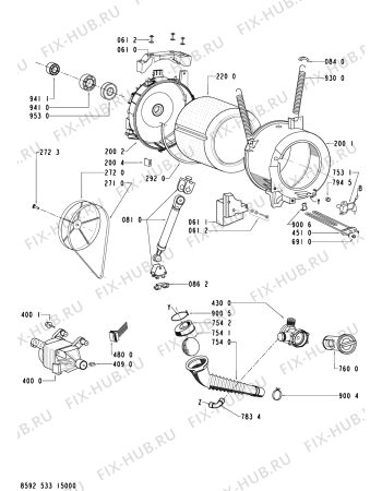 Схема №2 AWO/D 8431 с изображением Модуль (плата) для стиралки Whirlpool 481221470334