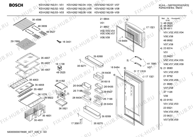 Схема №3 KSV42621NE с изображением Дверь для холодильника Bosch 00239321
