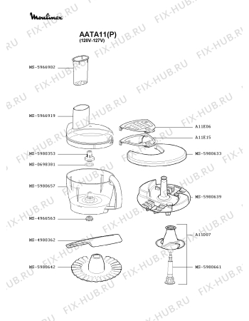 Схема №3 AATA11(1) с изображением Крышечка для кухонного измельчителя Moulinex MS-5980614