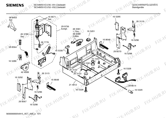 Схема №6 SE54M551EU с изображением Инструкция по эксплуатации для посудомойки Siemens 00593421