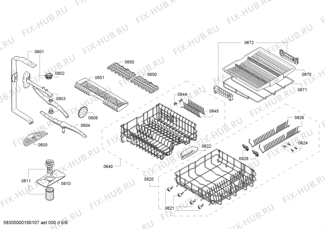 Взрыв-схема посудомоечной машины Bosch SMV25EX00E, SilencePlus - Схема узла 06