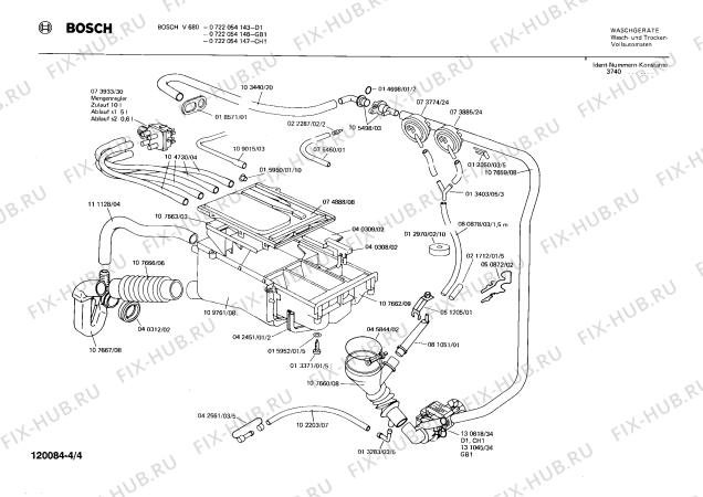 Взрыв-схема стиральной машины Bosch 0722054143 V680 - Схема узла 04