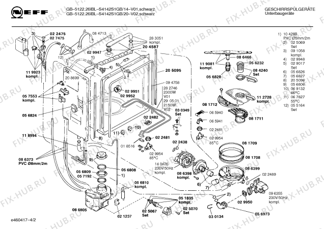 Взрыв-схема посудомоечной машины Neff S4142S1GB GB5122.26IBL - Схема узла 02