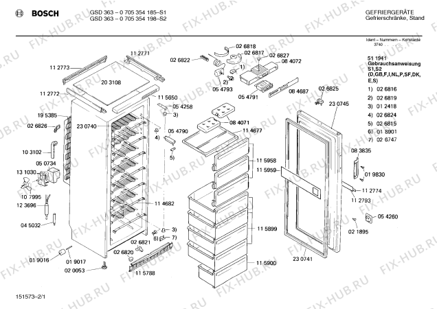 Схема №2 0705254552 GSA2648 с изображением Клапан для холодильной камеры Bosch 00115958