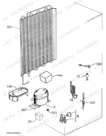 Взрыв-схема холодильника Aeg SKD91800S0 - Схема узла Cooling system 017