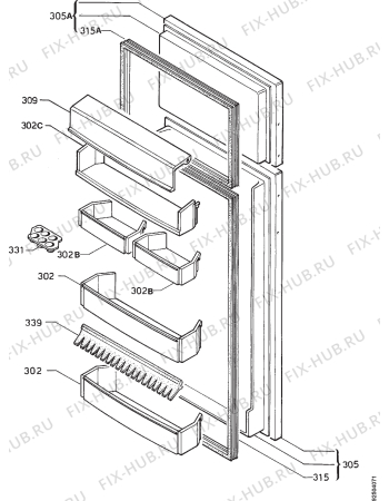 Взрыв-схема холодильника Zanker DD280GL - Схема узла Door 003